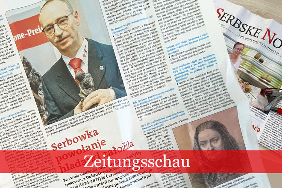 Zeitungsartikel sorbische Tageszeitung